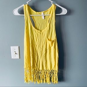 Xhilaration yellow tassel tank top